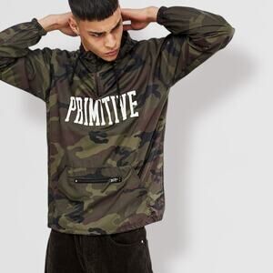 Primitive Camo Hooded Anorak 1/4 Zip Jacket Windbreaker M Gorpcore Skateboarding